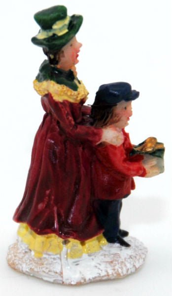 Bastel-Figur Mutter mit Kind und Geschenk für DIY Schneekugel - Schneekugelhaus
