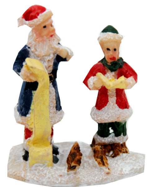 Bastel-Figur Santa mit Gehilfe für DIY Schneekugel - Schneekugelhaus