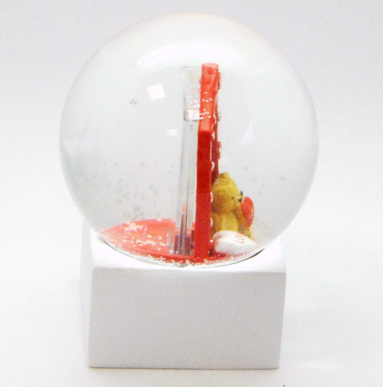 Bastelset mit 100mm Glas für DIY-Schneekugel mit Fotoeinsatz Bilderrahmen Liebe Love mit Polyresin-Sockel weiß eckig - Schneekugelhaus