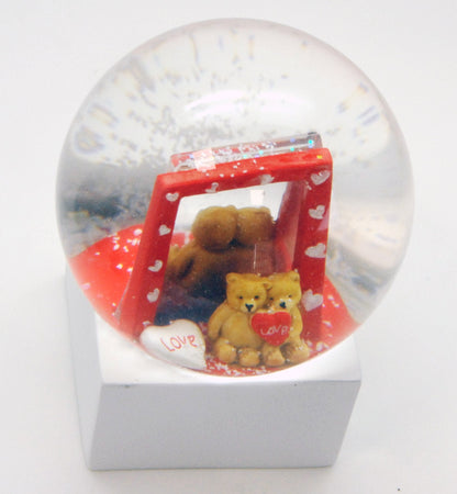 Bastelset mit 100mm Glas für DIY-Schneekugel mit Fotoeinsatz Bilderrahmen Liebe Love mit Polyresin-Sockel weiß eckig - Schneekugelhaus