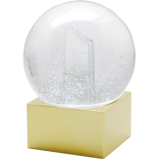Bastelset mit 100mm Glas für DIY-Schneekugel mit Fotoeinsatz mit Polyresin-Sockel gold eckig - Schneekugelhaus