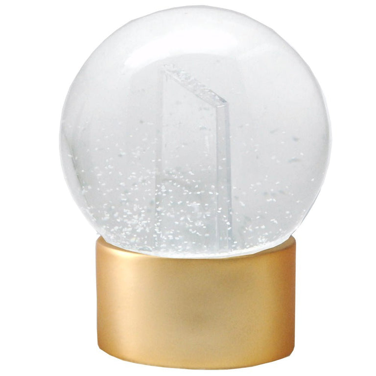 Bastelset mit 100mm Glas für DIY-Schneekugel mit Fotoeinsatz mit Polyresin-Sockel gold rund - Schneekugelhaus