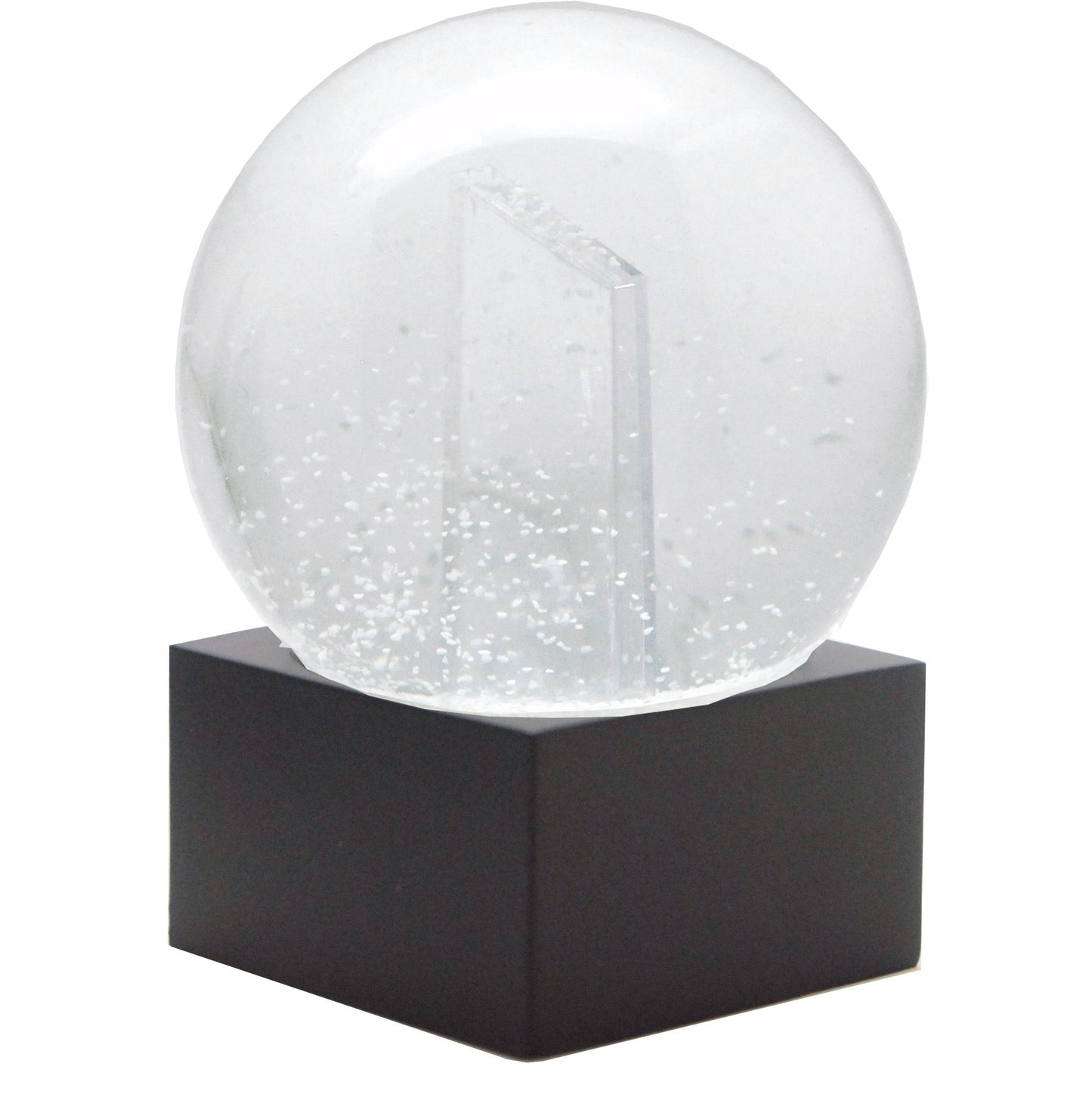 Bastelset mit 100mm Glas für DIY-Schneekugel mit Fotoeinsatz mit Polyresin-Sockel schwarz eckig - Schneekugelhaus
