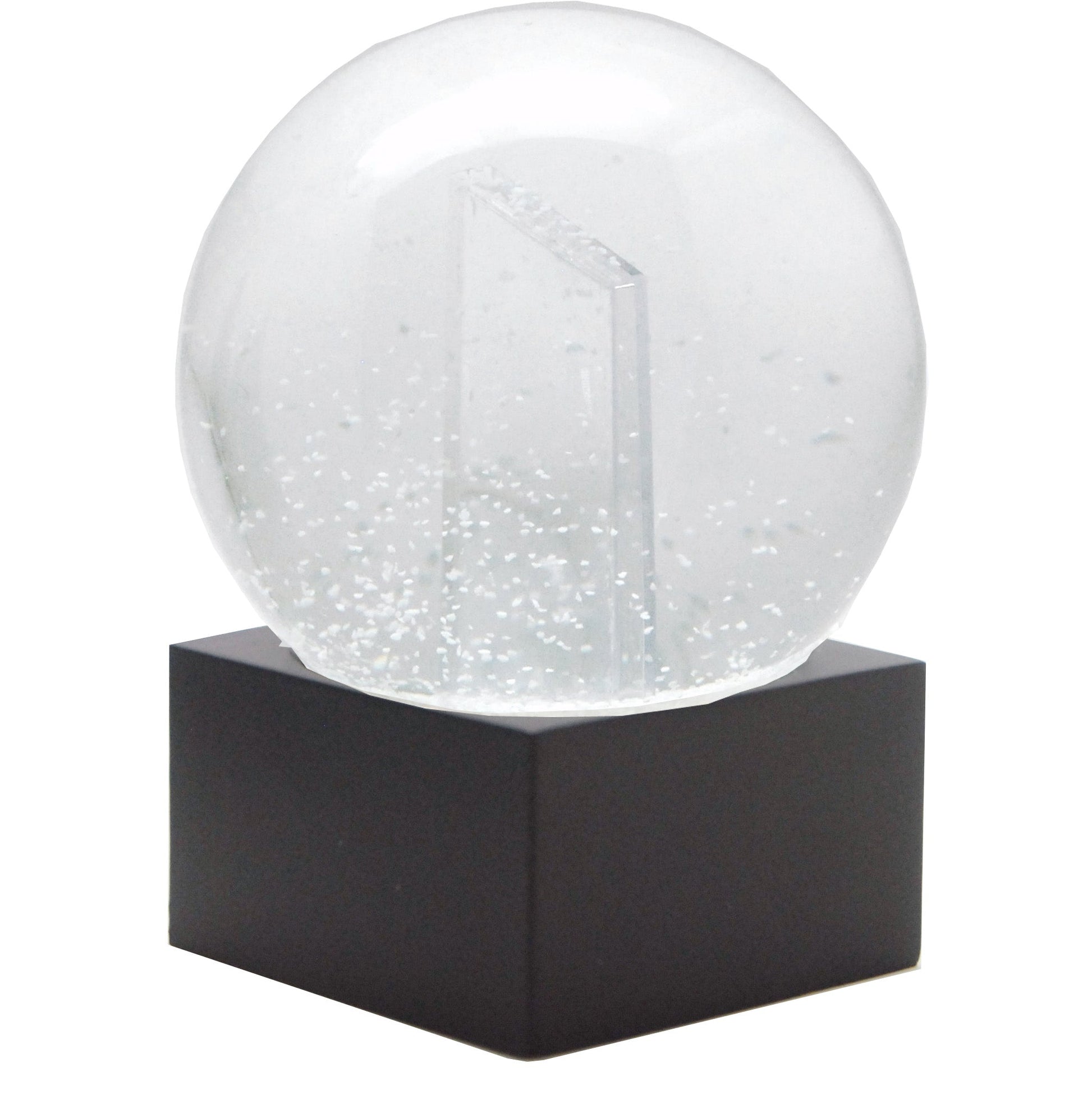 Bastelset mit 100mm Glas für DIY-Schneekugel mit Fotoeinsatz mit Polyresin-Sockel schwarz eckig - Schneekugelhaus
