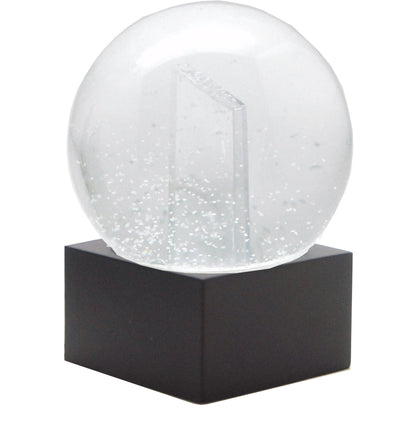 Bastelset mit 100mm Glas für DIY-Schneekugel mit Fotoeinsatz mit Polyresin-Sockel schwarz eckig - Schneekugelhaus