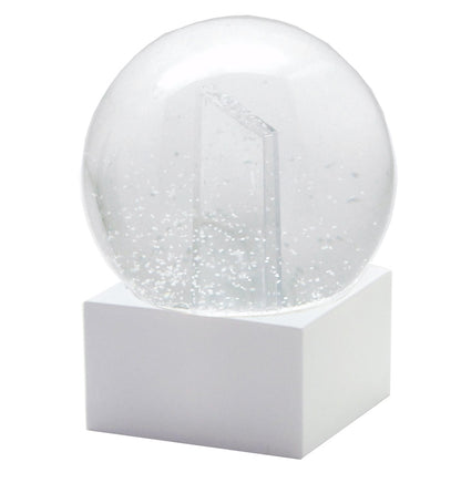 Bastelset mit 100mm Glas für DIY-Schneekugel mit Fotoeinsatz mit Polyresin-Sockel weiß eckig - Schneekugelhaus
