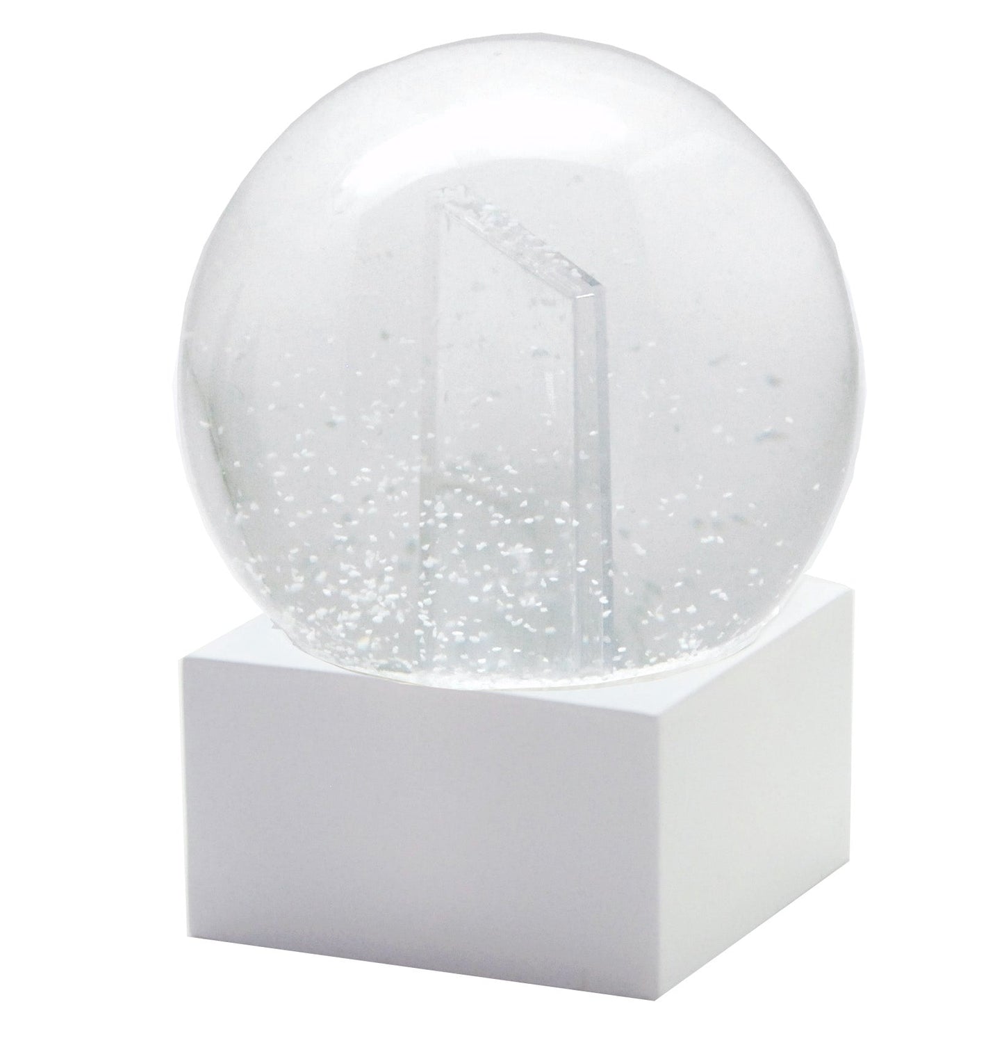 Bastelset mit 100mm Glas für DIY-Schneekugel mit Fotoeinsatz mit Polyresin-Sockel weiß eckig - Schneekugelhaus