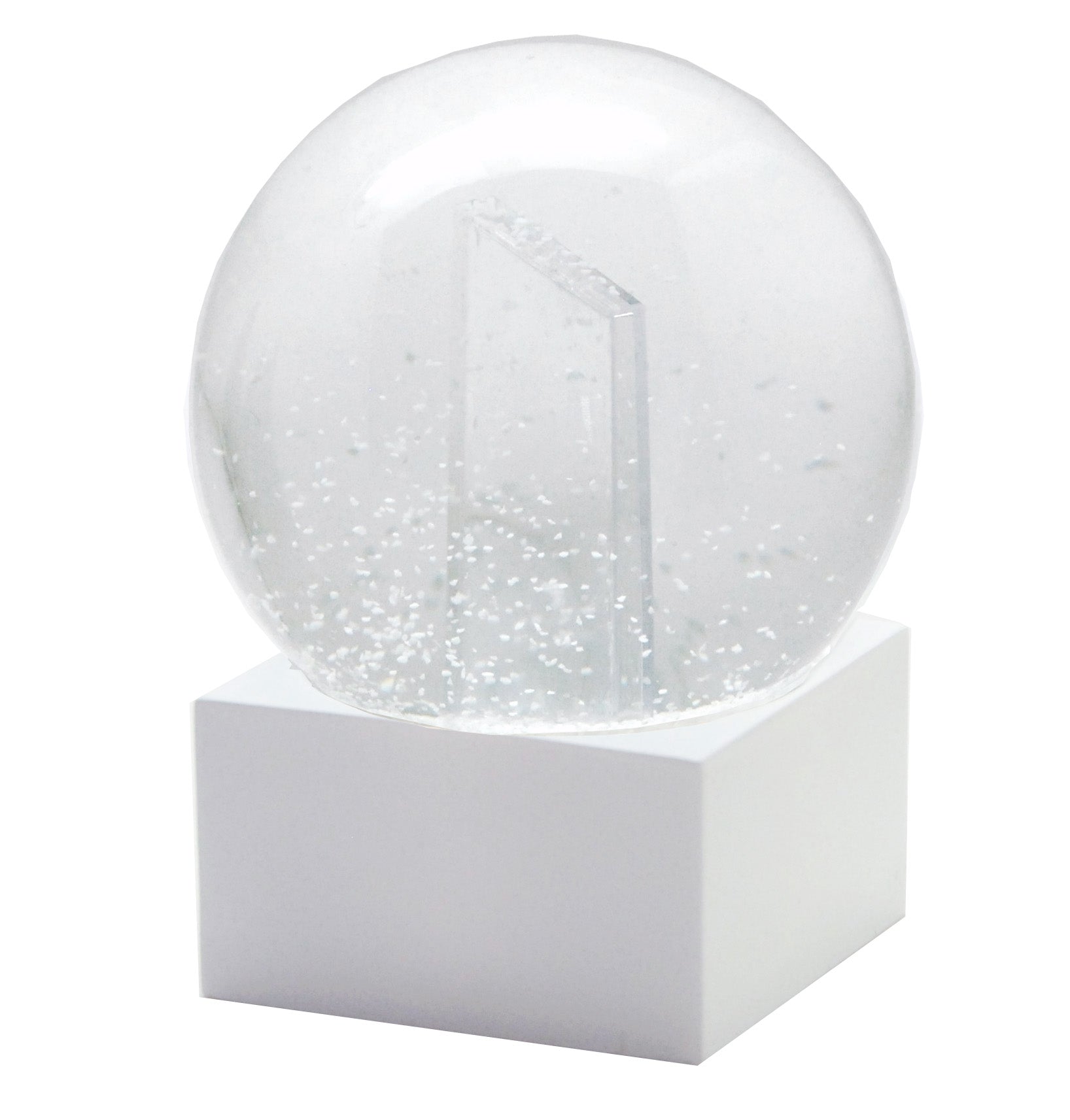 Bastelset mit 100mm Glas für DIY-Schneekugel mit Fotoeinsatz mit Polyresin-Sockel weiß eckig - Schneekugelhaus
