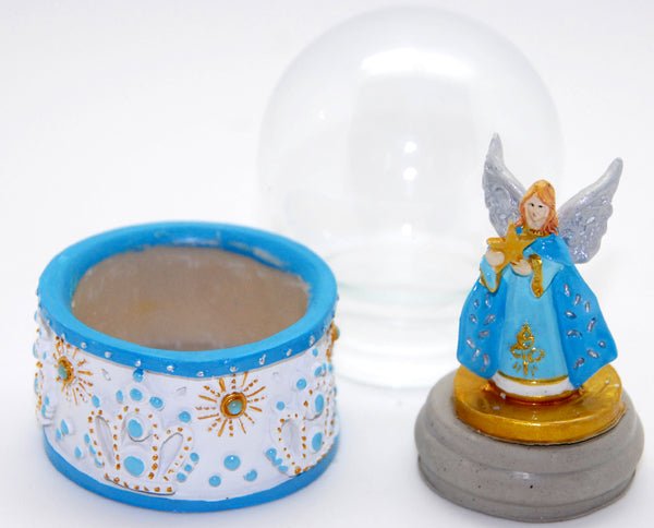 Bastelset - Weihnachts-Engel türkis 65mm - Schneekugelhaus