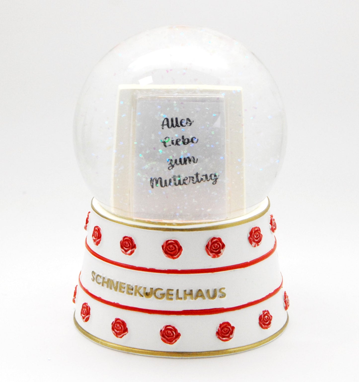 Foto-Schneekugel Für dich soll´s rote Rosen regnen Glaskugel Wechselrahmen - Schneekugelhaus