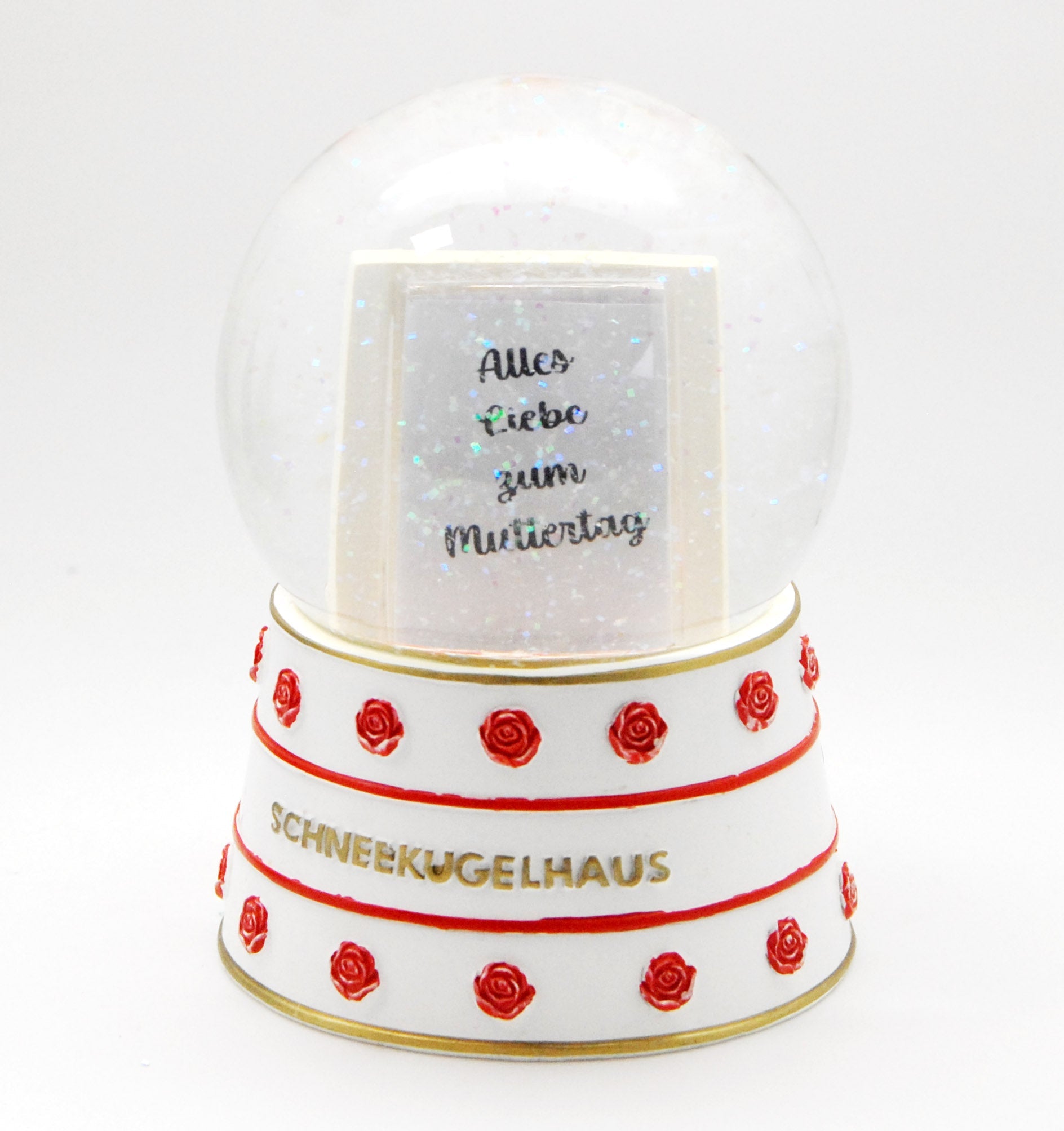 Foto-Schneekugel Für dich soll´s rote Rosen regnen Glaskugel Wechselrahmen - Schneekugelhaus
