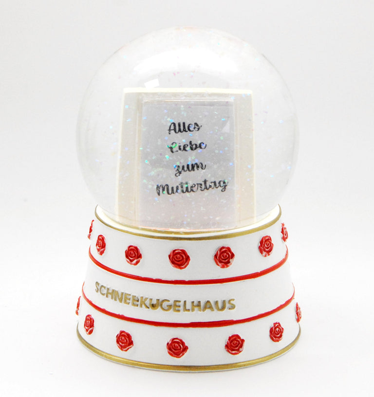 Foto-Schneekugel Für dich soll´s rote Rosen regnen Glaskugel Wechselrahmen - Schneekugelhaus