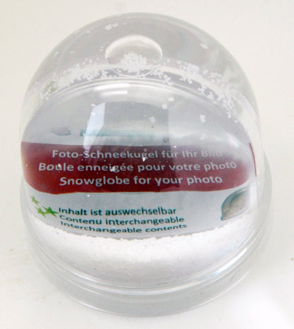 Foto-Schneekugel groß mit transparentem Sockel und Schnee – Einzelverpackung - Schneekugelhaus