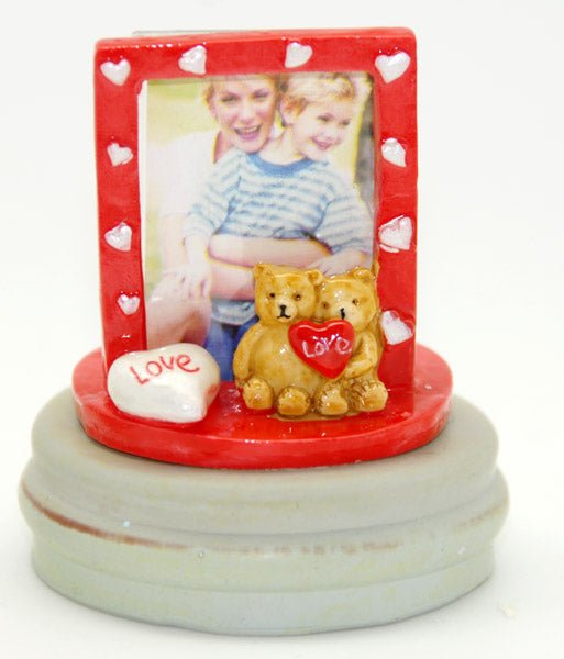 Fotorahmen mit Herzen und Teddy für DIY 100mm Schneekugel - Schneekugelhaus