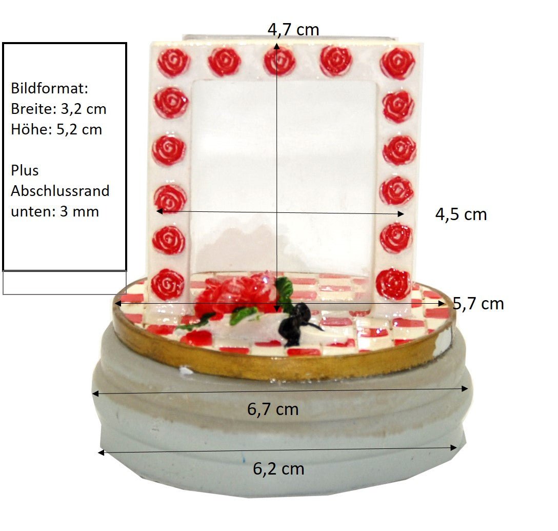 Fotorahmen mit Rosen für DIY 100mm Schneekugel - Schneekugelhaus