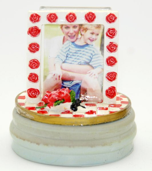 Fotorahmen mit Rosen für DIY 100mm Schneekugel - Schneekugelhaus
