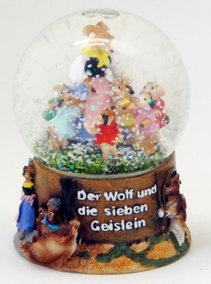 Märchen Schneekugel Wolf und 7 Geislein - Luftblase - Schneekugelhaus