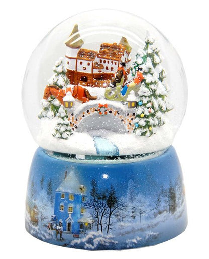 Mega Schneekugel Historische Kutschfahrt in Winterlandschaft - mit Musikspieluhr Winter Wonderland - Schneekugelhaus