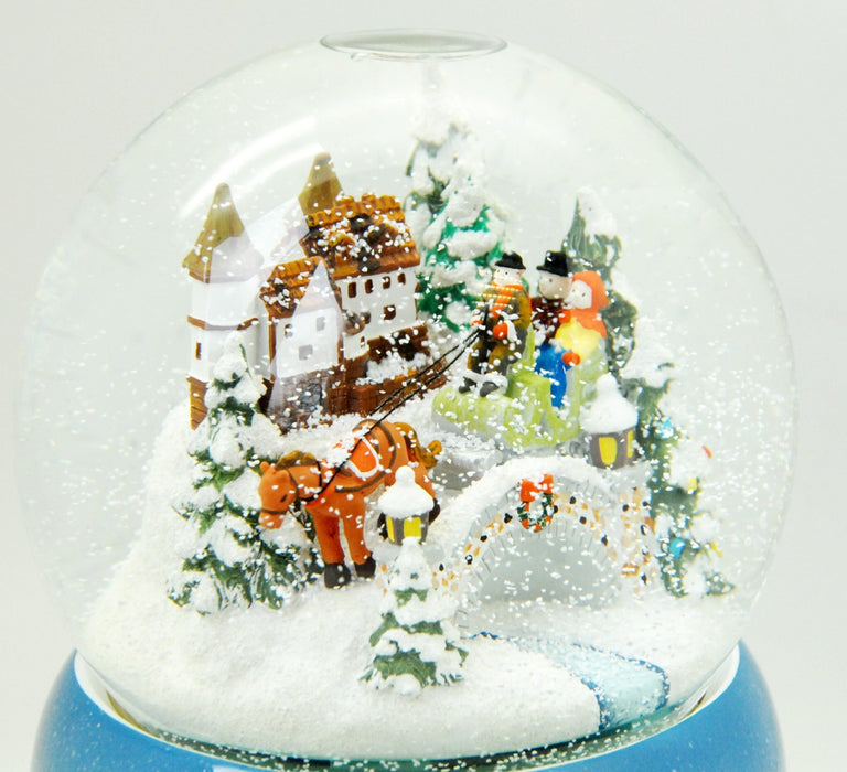 Mega Schneekugel Historische Kutschfahrt in Winterlandschaft - mit Musikspieluhr Winter Wonderland Luftblase - Schneekugelhaus