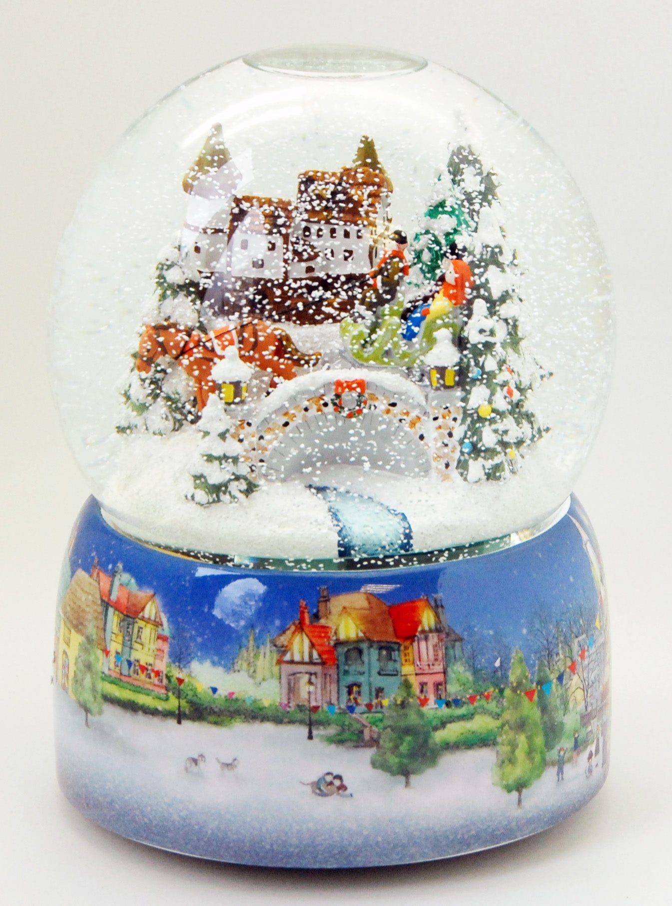 Mega Schneekugel Historische Kutschfahrt zum Weihnachtsmarkt mit Musikspieluhr Winter Wonderland- Luftblase - Schneekugelhaus