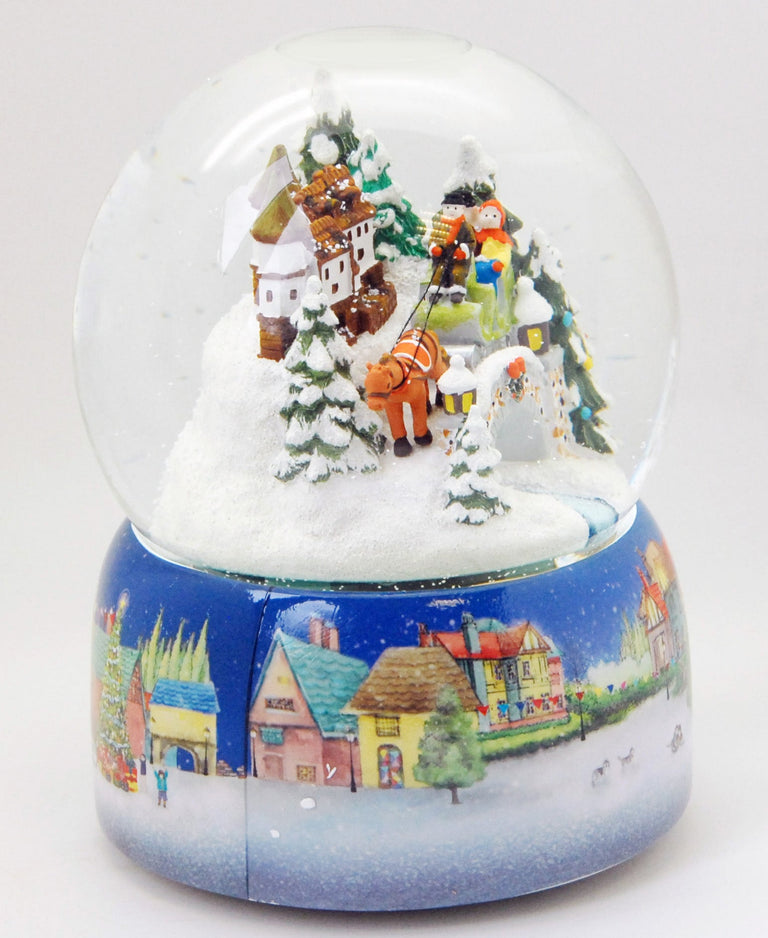 Mega Schneekugel Historische Kutschfahrt zum Weihnachtsmarkt - Musikspieluhr Winter Wonderland - Schneekugelhaus