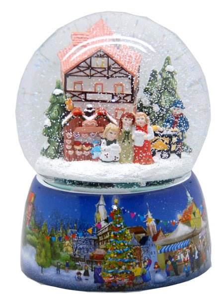 Mega Schneekugel Nostalgischer Weihnachtsmarkt mit Musikspieluhr Winter Wonderland - Luftblase - Schneekugelhaus