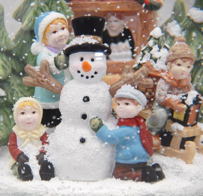 Mega Schneekugel Schneemann bauen mit Schneelandschaft - mit Musikspieluhr - Schneekugelhaus