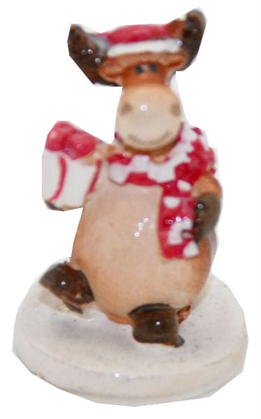 Modell für 3D-Schneekugel - lustiger Elch mit Geschenk - Schneekugelhaus