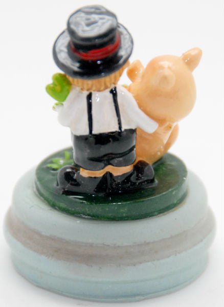 Modell für 3D-Schneekugel - lustiges Schwein mit Kaminkehrer - Schneekugelhaus