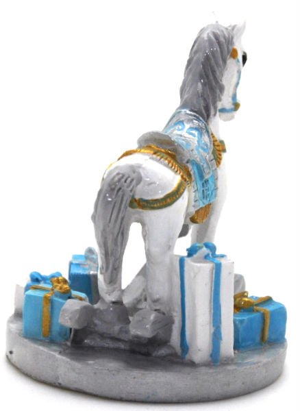 Modell für 3D-Schneekugel - Schaukelpferd mit Geschenken - türkis - Schneekugelhaus