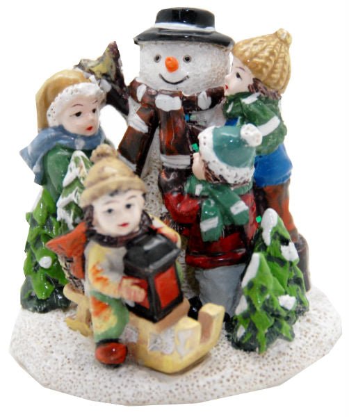 Modell für 3D-Schneekugel - Schneemann mit Kinden - Schneekugelhaus