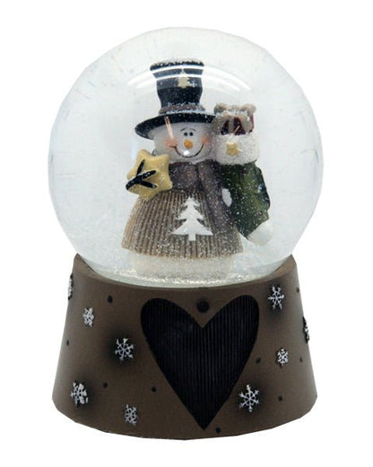 Moderne Winter-Schneekugel Schneemann mit Spieluhr - Luftblase - Schneekugelhaus