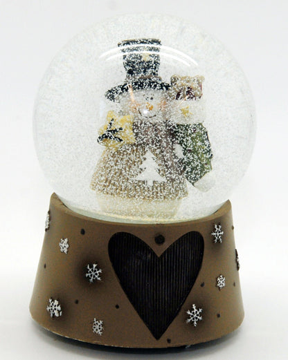Moderne Winter-Schneekugel Schneemann mit Spieluhr - Luftblase - Schneekugelhaus