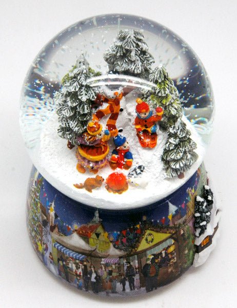 Nostalgie-Schneekugel mit Kindern und Schneemann mit Snowmotion, LED und Spieluhr - Schneekugelhaus