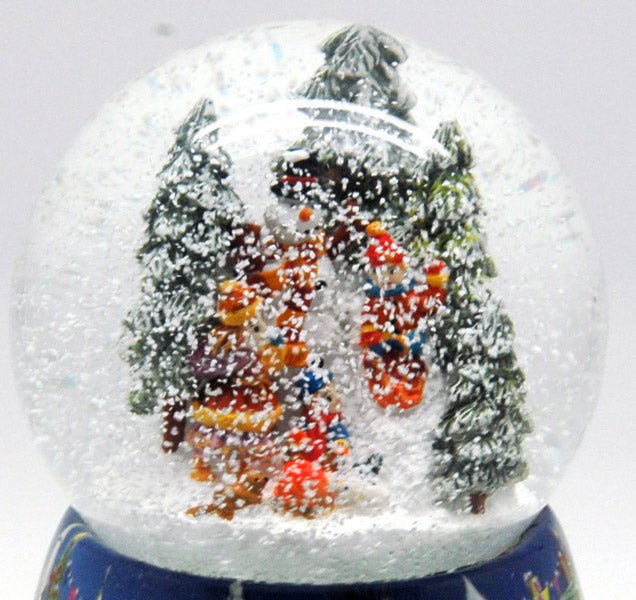 Nostalgie-Schneekugel mit Kindern und Schneemann mit Snowmotion, LED und Spieluhr - Schneekugelhaus