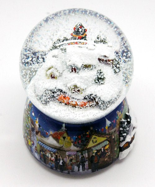 Nostalgie-Schneekugel mit Weihnachtsdorf mit Christbaum und Spieluhr Winter Wonderland - Schneekugelhaus