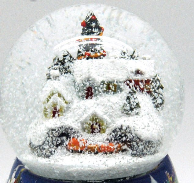 Nostalgie-Schneekugel mit Weihnachtsdorf mit Snowmotion, Licht und Spieluhr Santa Claus is coming - Schneekugelhaus