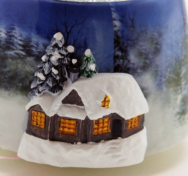Nostalgie-Schneekugel mit Weihnachtsdorf mit Snowmotion, Licht und Spieluhr Santa Claus is coming - Schneekugelhaus