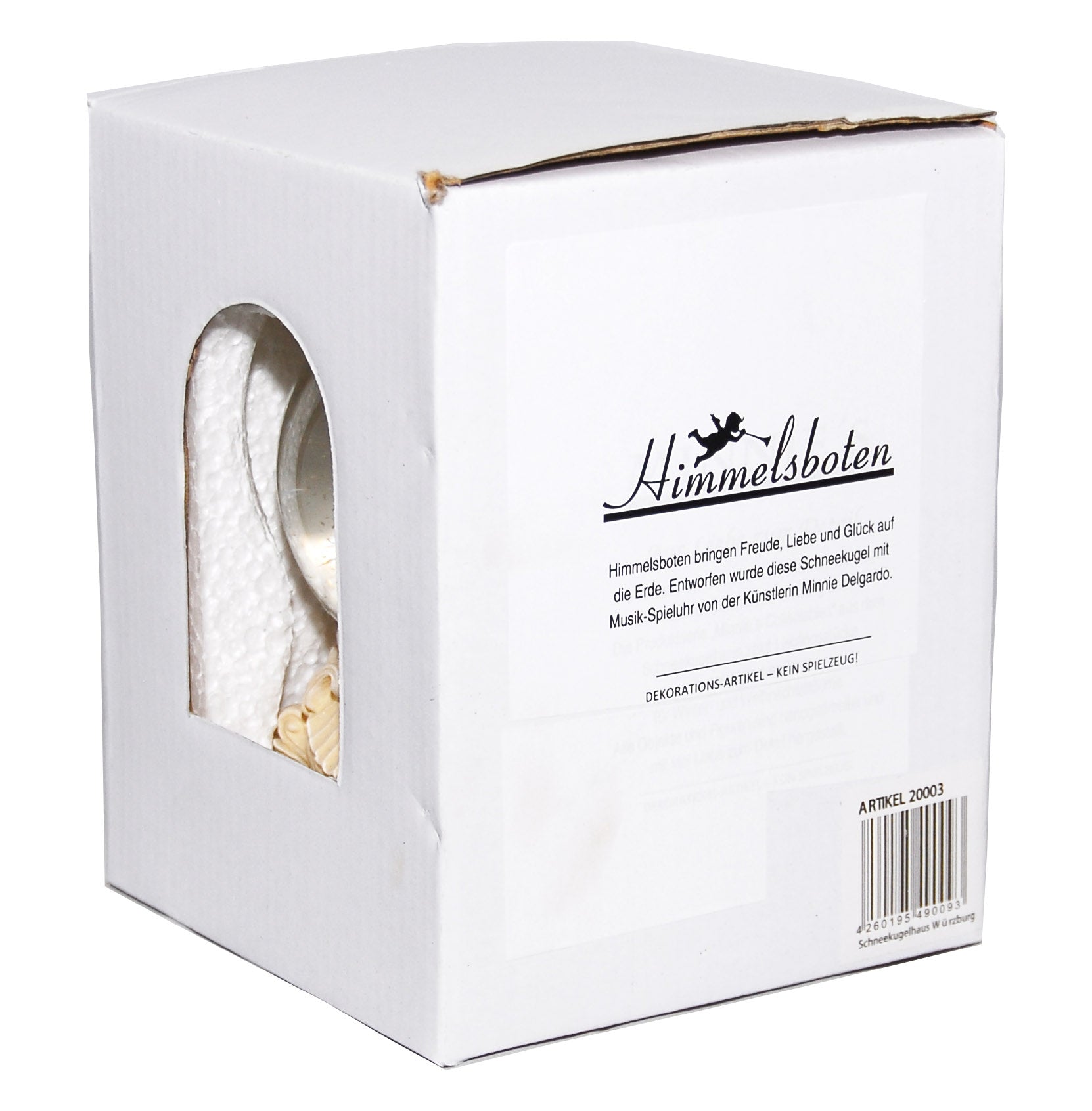 Schneekugel Engel beige/weiß mit Schale mit Spieluhr - Schneekugelhaus