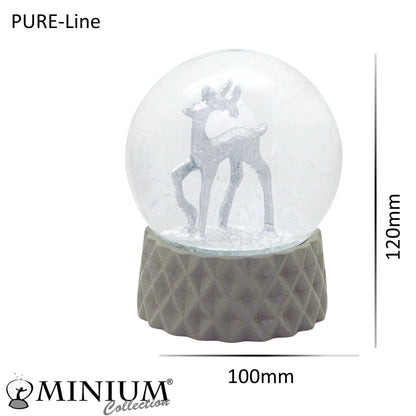Schneekugel Hirsch silber sand farben kubisch "PURE-Line" 10 cm Durchmesser - Schneekugelhaus