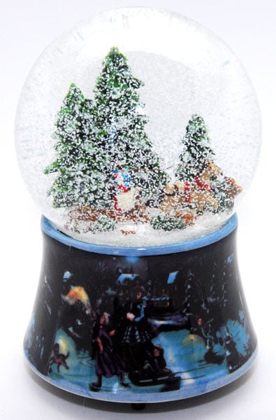Schneekugel Romantische Kutschfahrt mit Spieluhr 10 cm Durchmesser - Schneekugelhaus