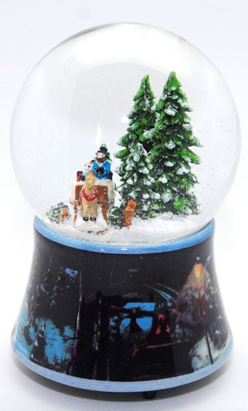 Schneekugel Romantische Kutschfahrt mit Spieluhr 10 cm Durchmesser - Schneekugelhaus
