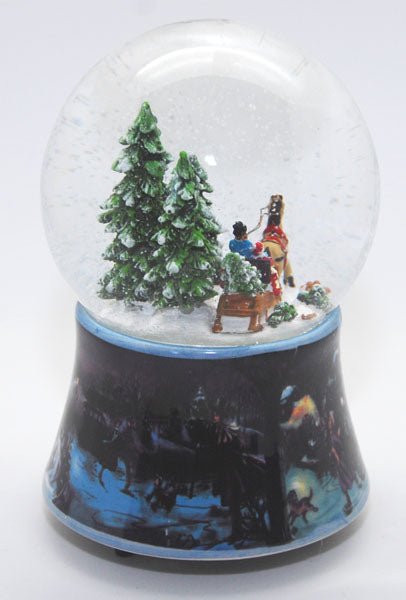 Schneekugel Romantische Kutschfahrt mit Spieluhr 10 cm Durchmesser - Schneekugelhaus