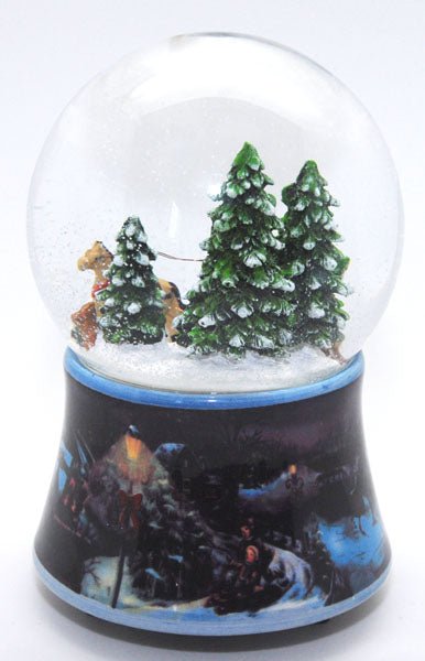 Schneekugel Romantische Kutschfahrt mit Spieluhr 10 cm Durchmesser - Schneekugelhaus