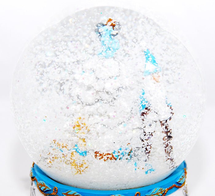 Schneekugel Weihnachtsmann mit Spieluhr, blau - Jingle Bells - Schneekugelhaus