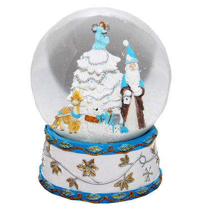 Schneekugel Weihnachtsmann mit Spieluhr, blau - Jingle Bells - Schneekugelhaus