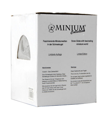 Schneekugel Weihnachtsmann weiß auf Sockel weiß eckig "PURE-Line" 10 cm Durchmesser - Schneekugelhaus