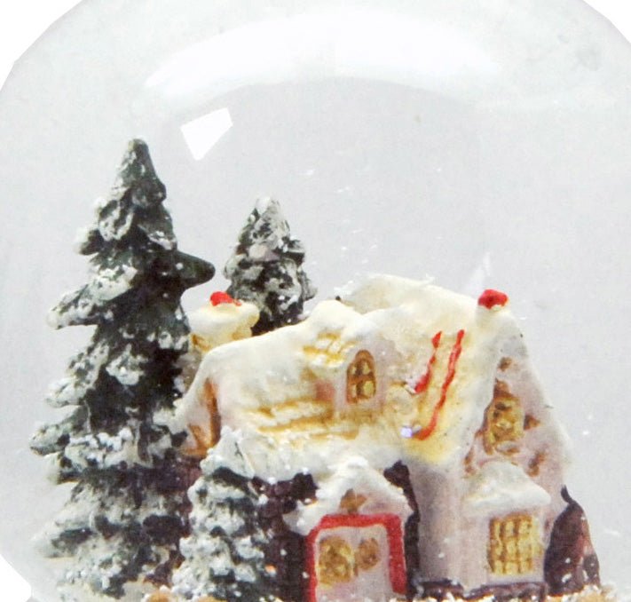 Schneekugel Zuckerbäckerhaus auf Sockel weiß kubisch "PURE-Line" 10 cm Durchmesser - Schneekugelhaus