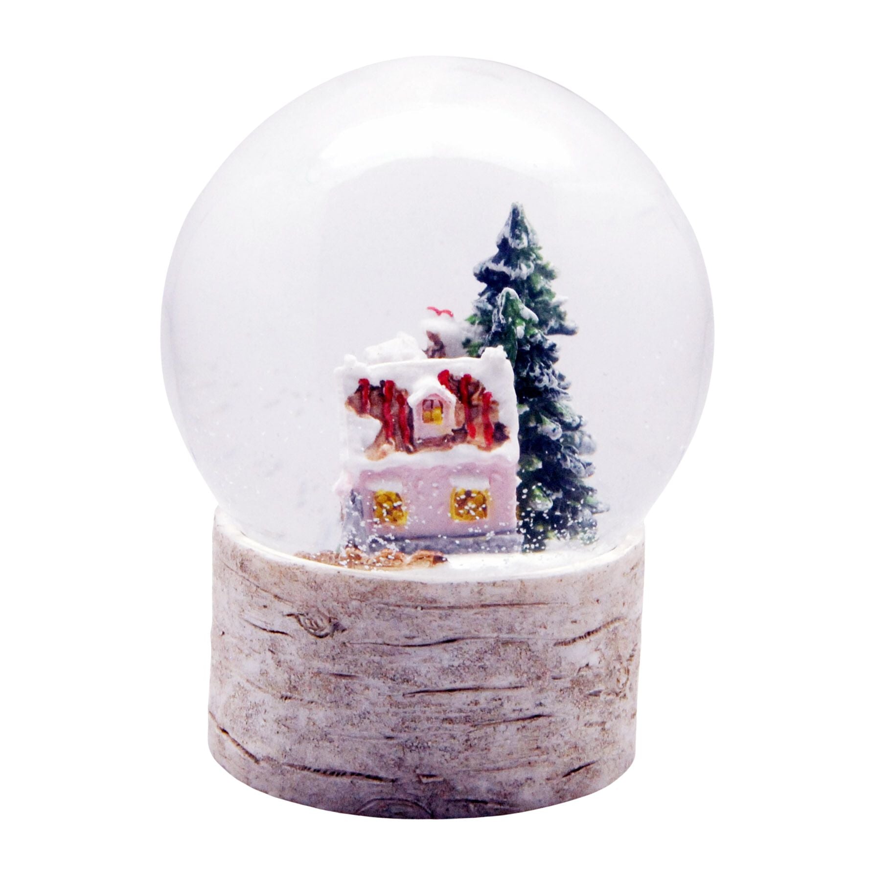 Schneekugel Zuckerbäckerhaus im Winterwald auf Holzsockel "Country-Line" 10 cm Durchmesser - Schneekugelhaus