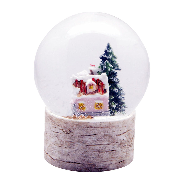 Schneekugel Zuckerbäckerhaus im Winterwald auf Holzsockel "Country-Line" 10 cm Durchmesser - Schneekugelhaus